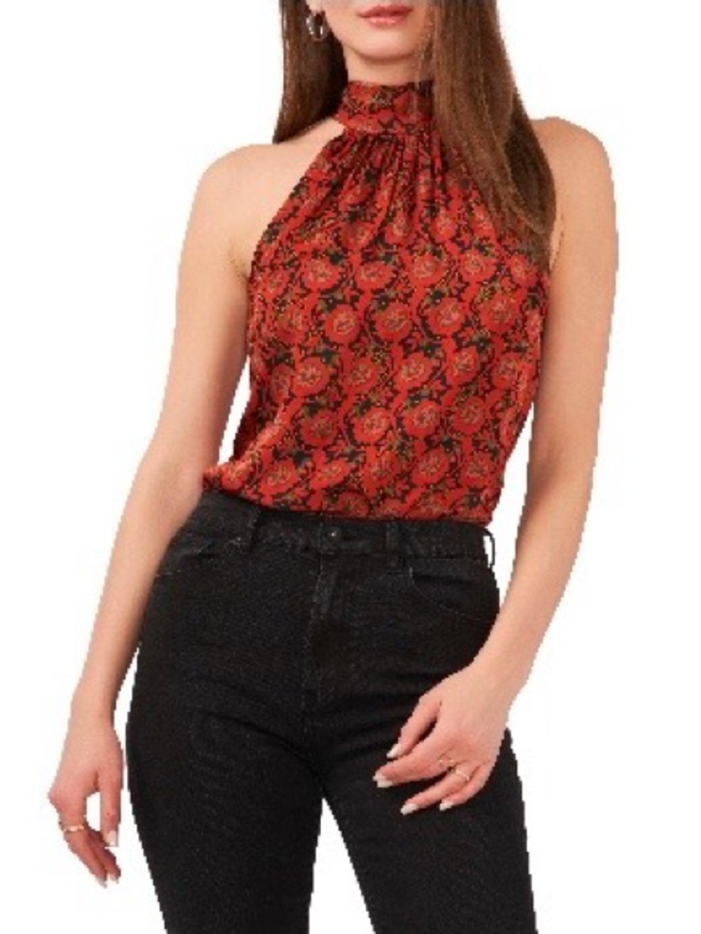 1.STATE Print Mock Neck
Sleeveless Blouse